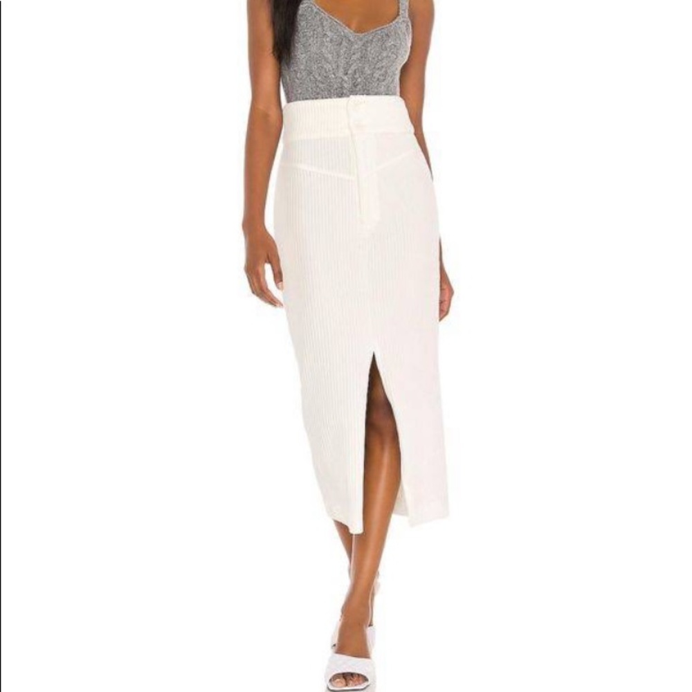 Free People Roxy Rib Pencil Skirt Crème - M